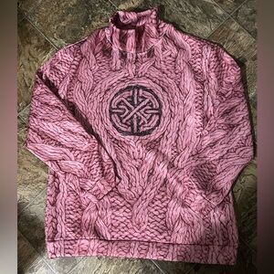 ODM Pink Cable Printed Design Turtle Neck Sweatshirt with Black Celtic Knot
